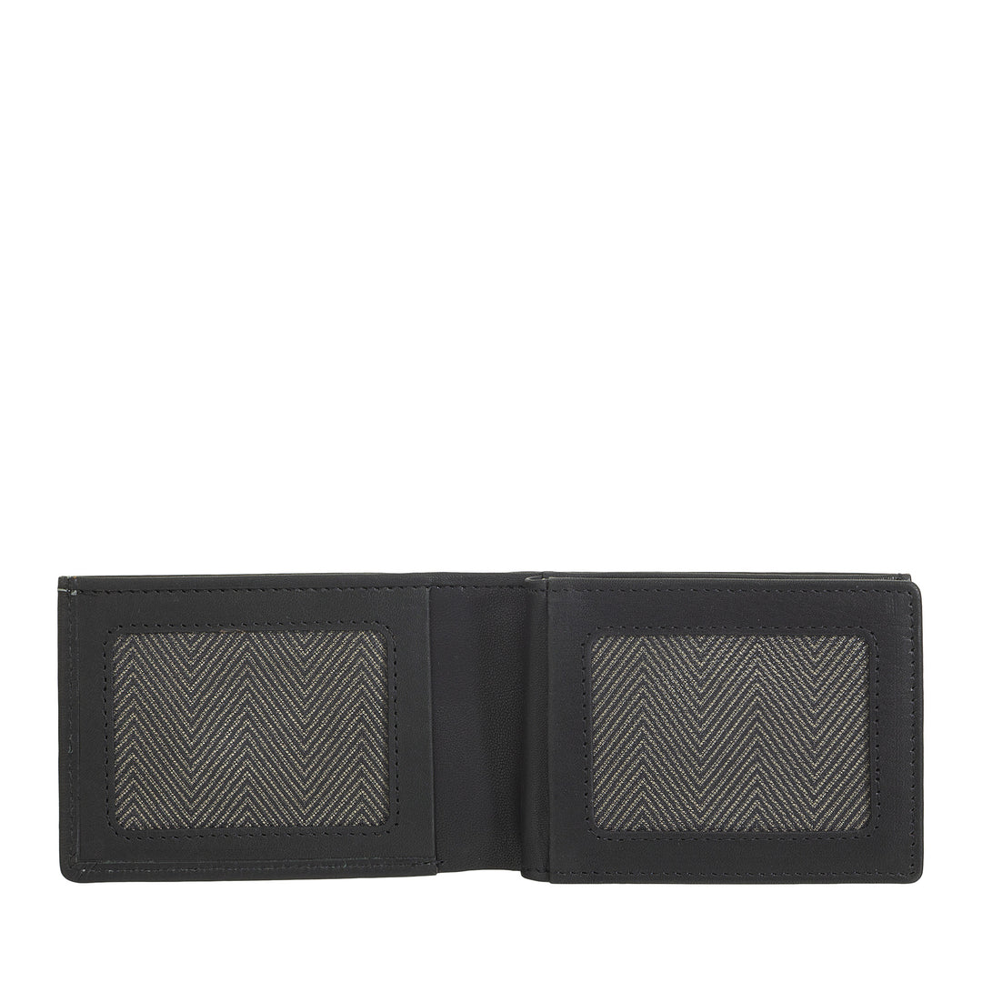 Nuvola Pelle Men's Mini Leather Wallet with Coin Purse - Compact and Elegant, for Jacket Pocket, with Card Slots, Transparent Windows and Minimal Design