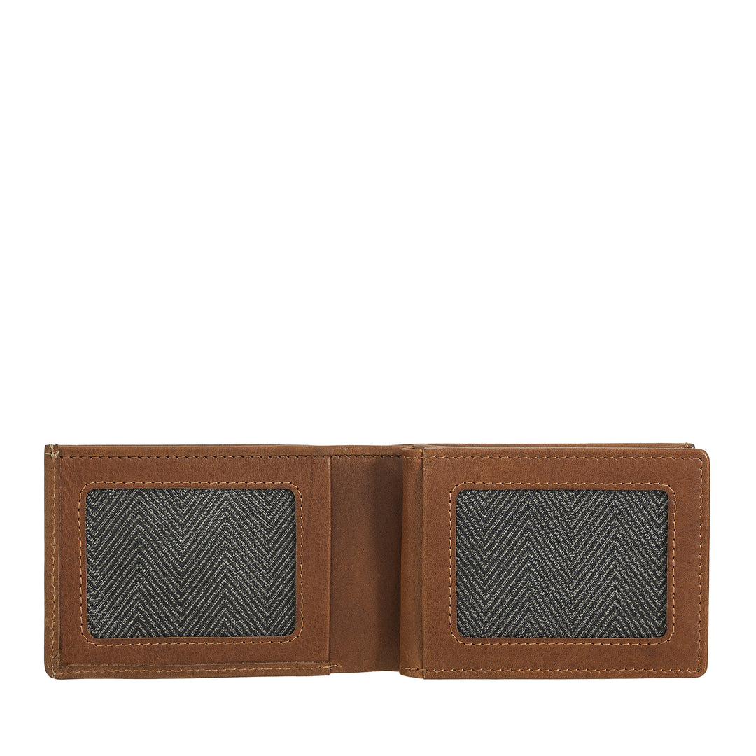 Nuvola leather mini men's wallet in leather with door holder - compact and elegant, from pocket jacket, with card compartments, transparent windows and minimal design