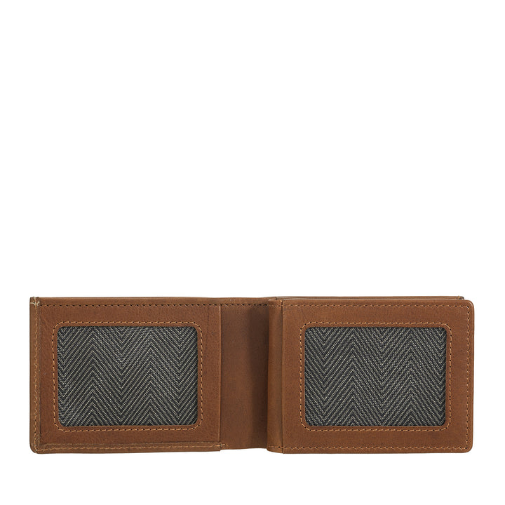 Nuvola leather mini men's wallet in leather with door holder - compact and elegant, from pocket jacket, with card compartments, transparent windows and minimal design