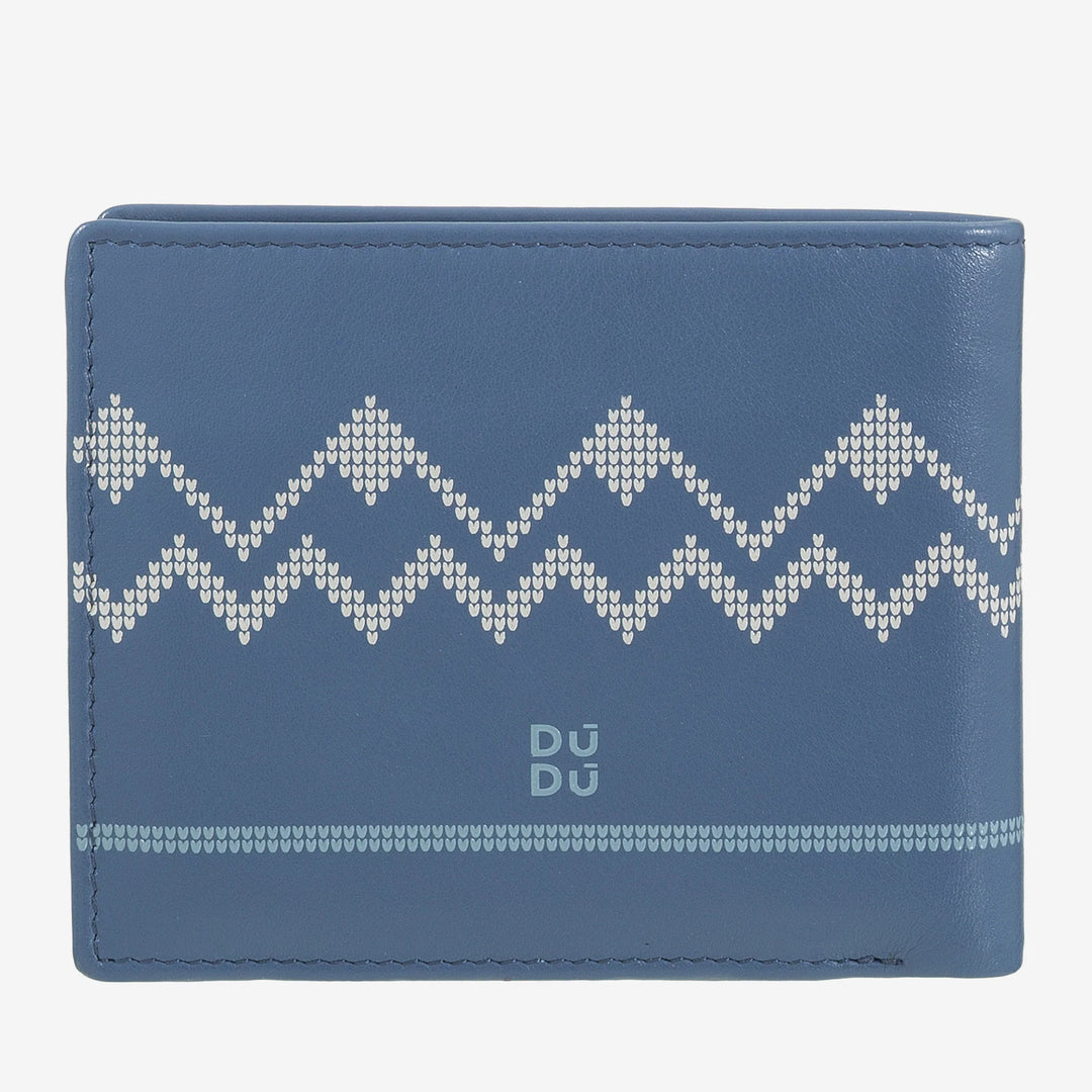 DUDU Men's Small Apres Ski Leather Wallet – Compact Coin Purse, Card and Banknote Holder, Winter Design