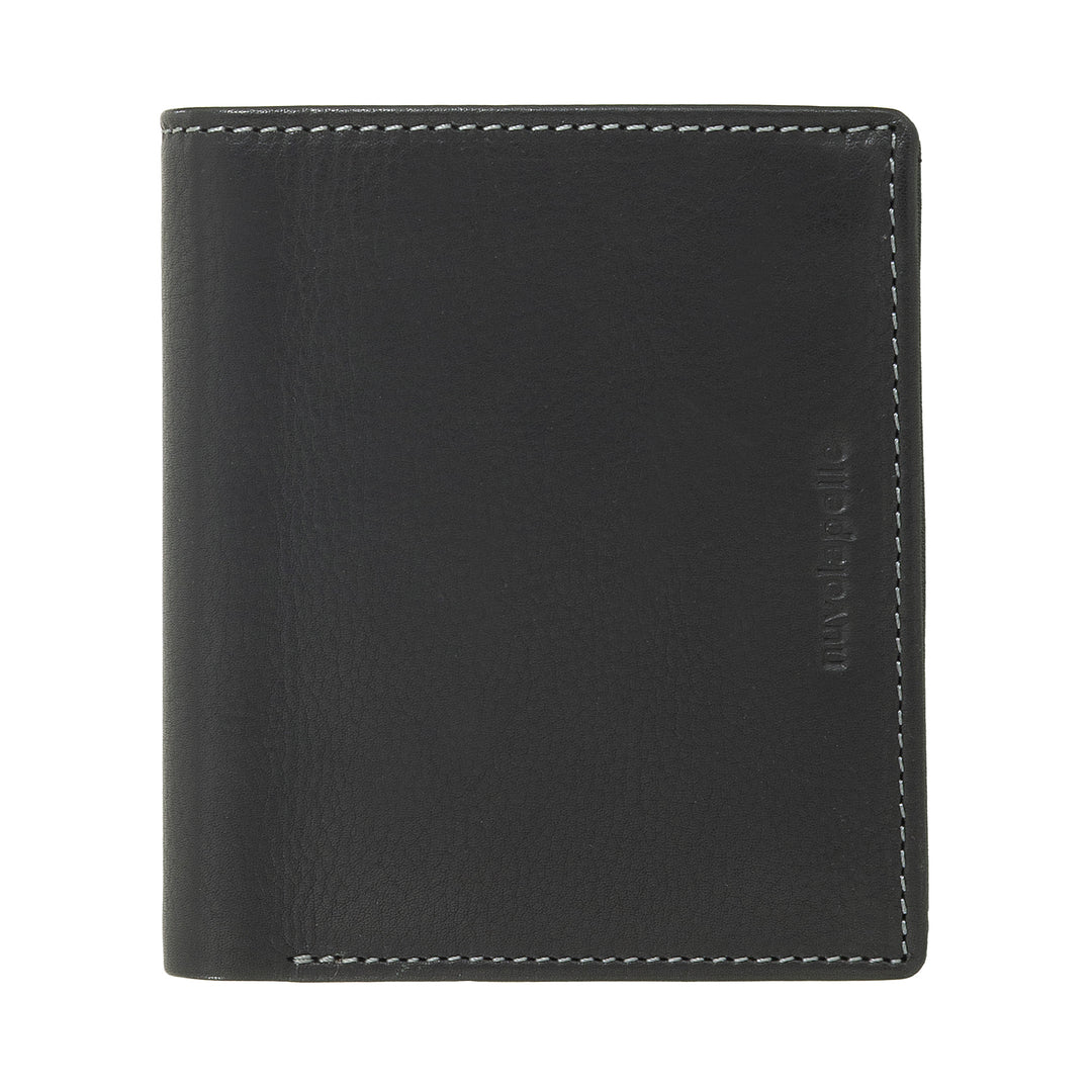Nuvola Leather Wallet Men in Small Leather With Portamonete - Compact Portfolio in Vera Leather with cards, banknotes, internal zip and coins