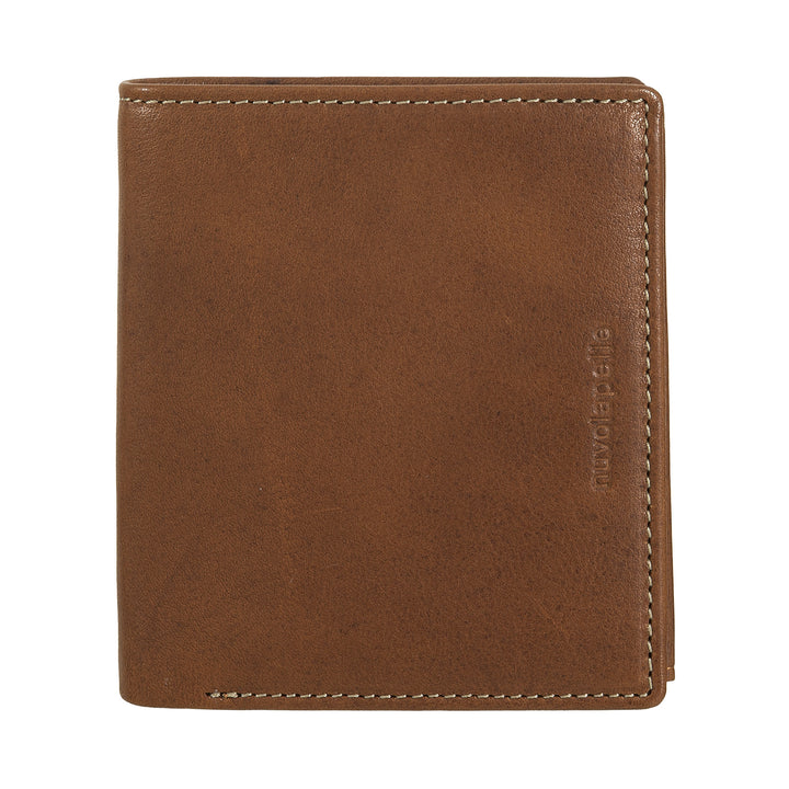 Nuvola Leather Wallet Men in Small Leather With Portamonete - Compact Portfolio in Vera Leather with cards, banknotes, internal zip and coins