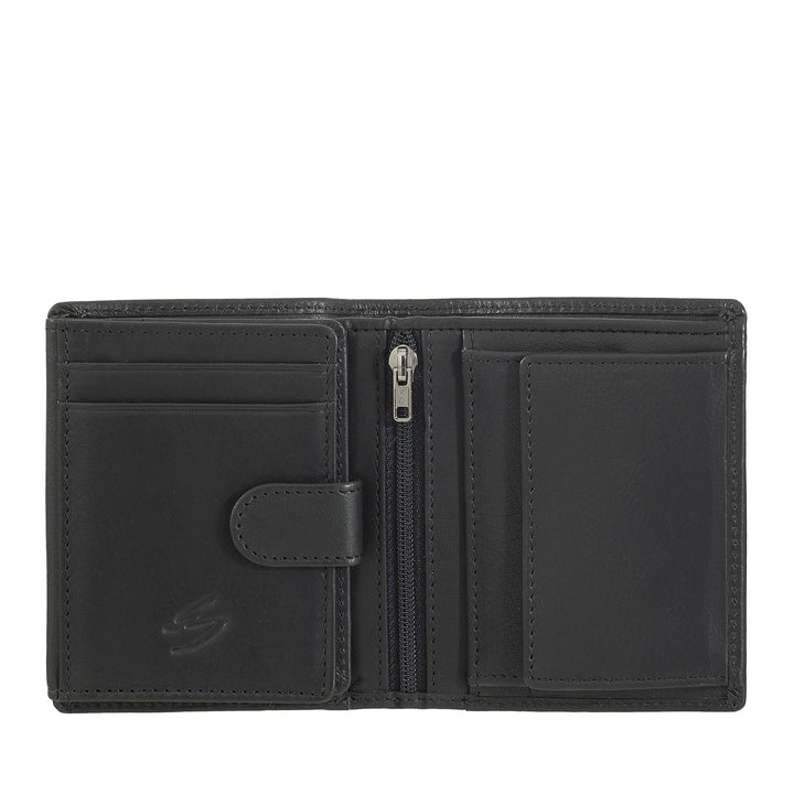 Nuvola Leather Wallet Men in Small Leather With Portamonete - Compact Portfolio in Vera Leather with cards, banknotes, internal zip and coins