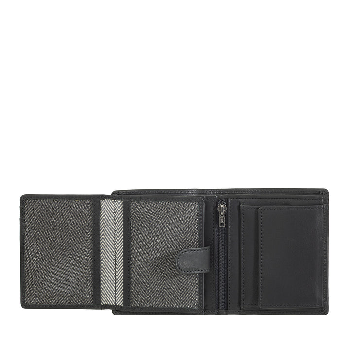 Nuvola Leather Wallet Men in Small Leather With Portamonete - Compact Portfolio in Vera Leather with cards, banknotes, internal zip and coins