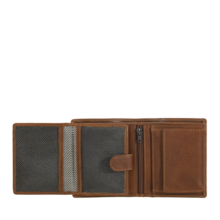 Nuvola Leather Wallet Men in Small Leather With Portamonete - Compact Portfolio in Vera Leather with cards, banknotes, internal zip and coins