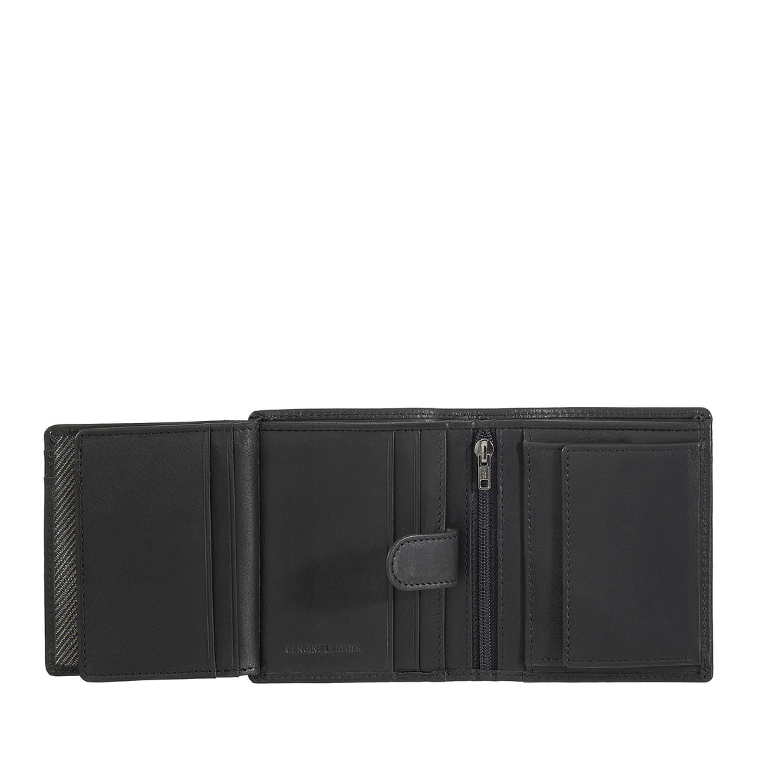 Nuvola Leather Wallet Men in Small Leather With Portamonete - Compact Portfolio in Vera Leather with cards, banknotes, internal zip and coins