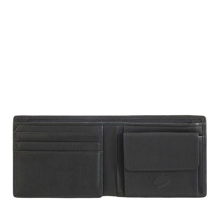 Nuvola Leather Wallet Men Small Leather With Portamonete - Compact Portfolio in Vera Leather with Cards and Banknotes, Internal Keep