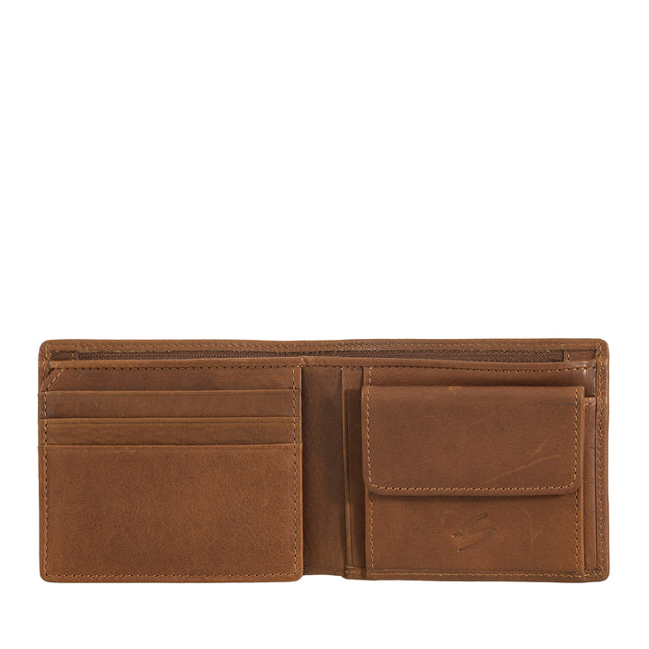 Nuvola Leather Wallet Men Small Leather With Portamonete - Compact Portfolio in Vera Leather with Cards and Banknotes, Internal Keep