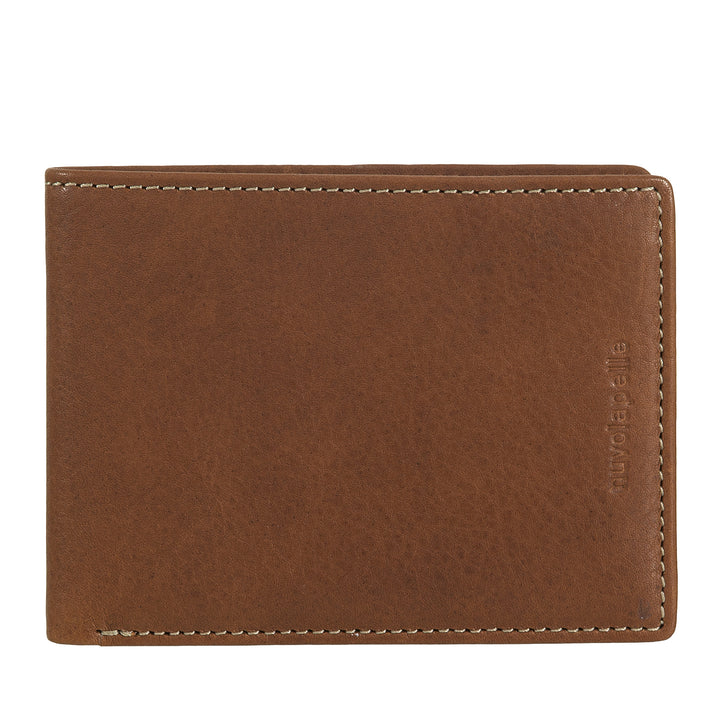 Nuvola leather wallet slim in leather leather leather - small thin portfolio in real leather with compartments for cards and banknotes - compact and light design
