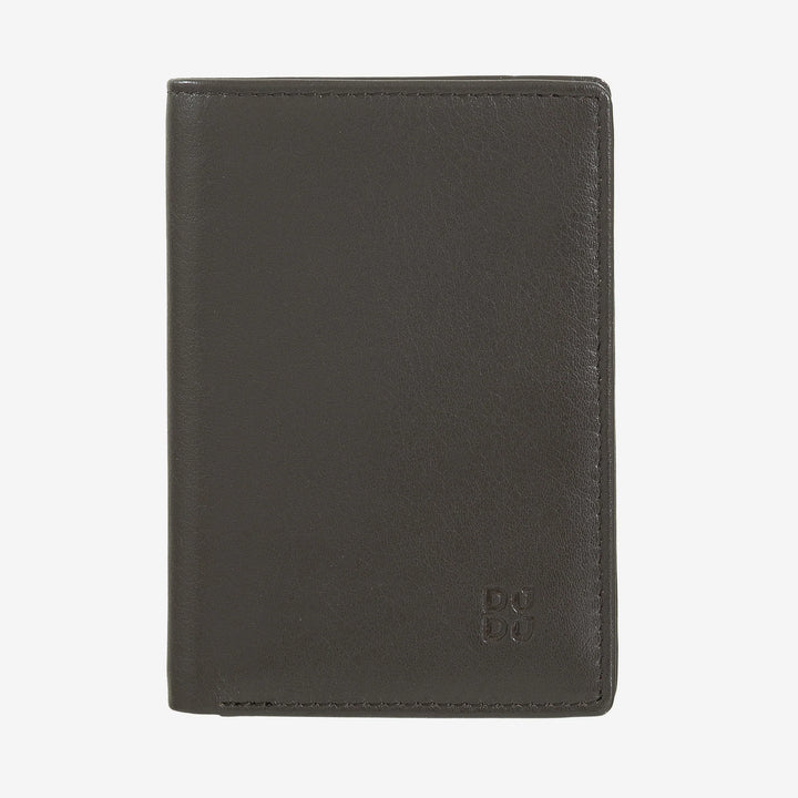 DUDU 남성용 RFID 차단 가죽 지갑, ID 창이 있는 소형 이중 포켓 지갑, 신용 카드 소지자 9개, 지폐 홀더