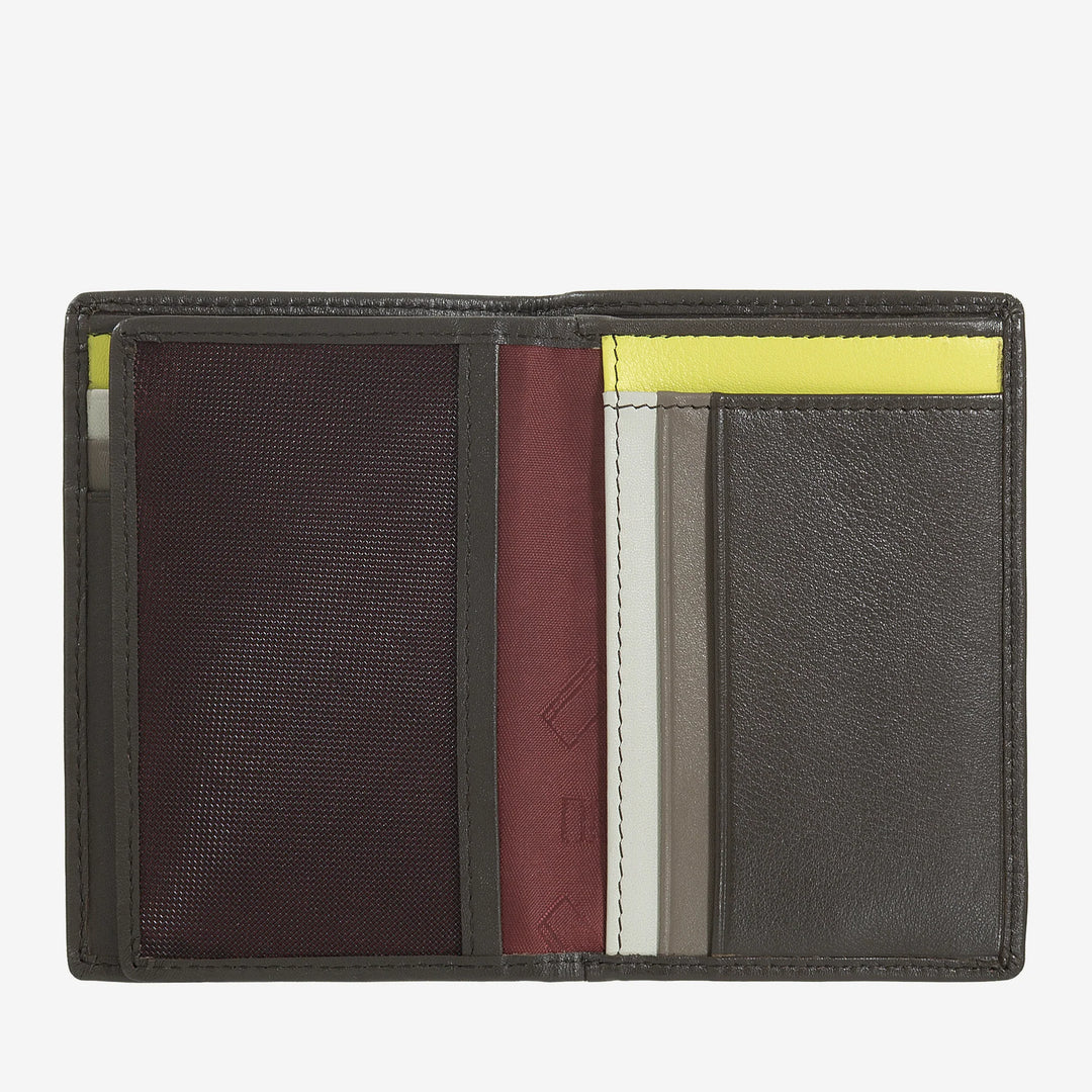 DUDU 남성용 RFID 차단 가죽 지갑, ID 창이 있는 소형 이중 포켓 지갑, 신용 카드 소지자 9개, 지폐 홀더