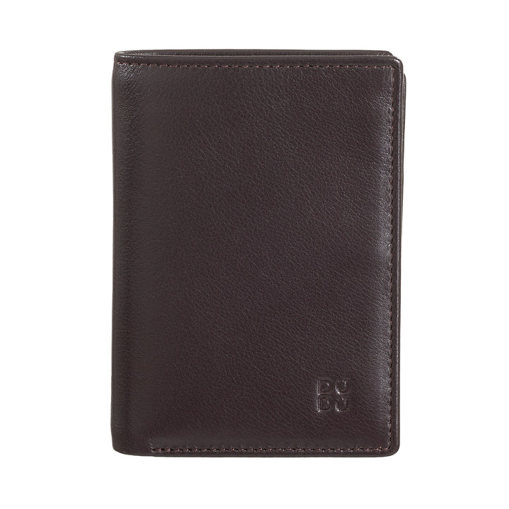 DUDU Portafoglio Uomo RFID Blocking in Pelle, Portafoglio Piccolo Tascabile Bifold con Finestra ID, 9 Porta Carte di Credito, Porta Banconote