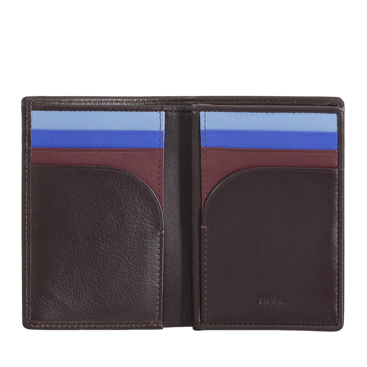 DUDU Portafoglio Uomo RFID Blocking in Pelle, Portafoglio Piccolo Tascabile Bifold con Finestra ID, 9 Porta Carte di Credito, Porta Banconote