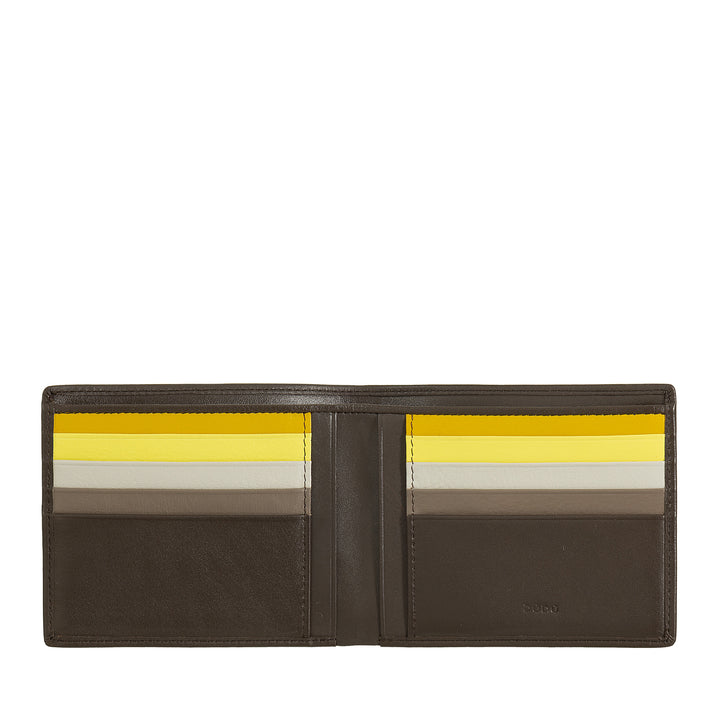 Carteira masculina de cartão de crédito RFID DUDU em couro genuíno com 8 cartões de notas