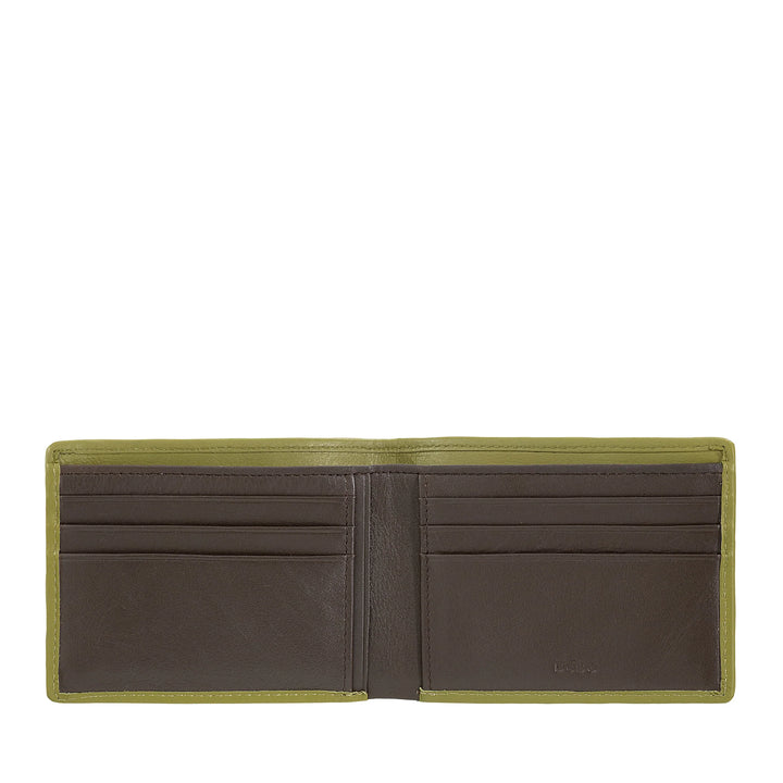 DUDU herrepung i ægte vævet læder, kreditkort- og seddelholder, kompakt og tynd pung, elegant bifold læderpung