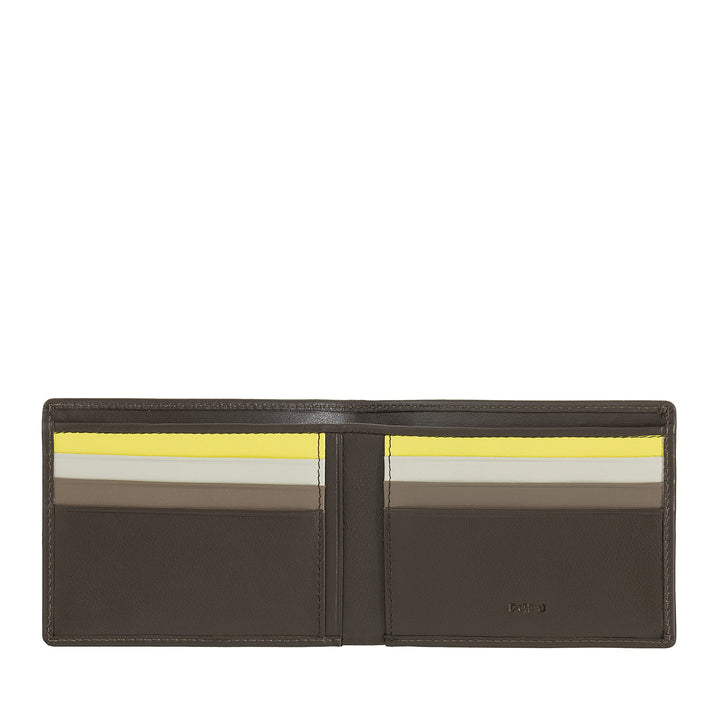 Bloque RFID de billetera para hombres Dudu en un pequeño bolsillo de cuero de esquema con una ranura para tarjetas de crédito