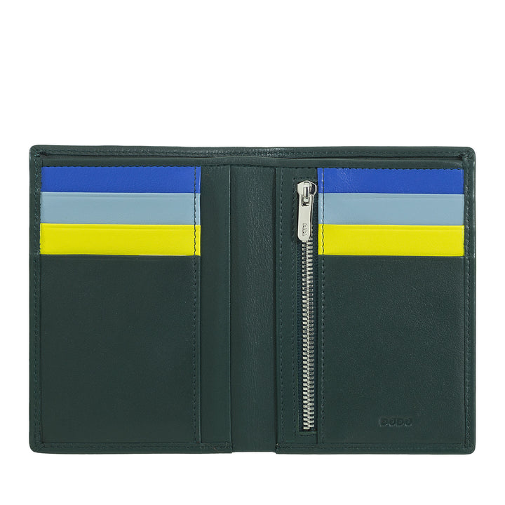 DUDU Slim Men's Wallet in Genuine Leather, Small and Thin, Money and Credit Card Holder, Compact Card Holder with Internal Zipper, Minimal Design