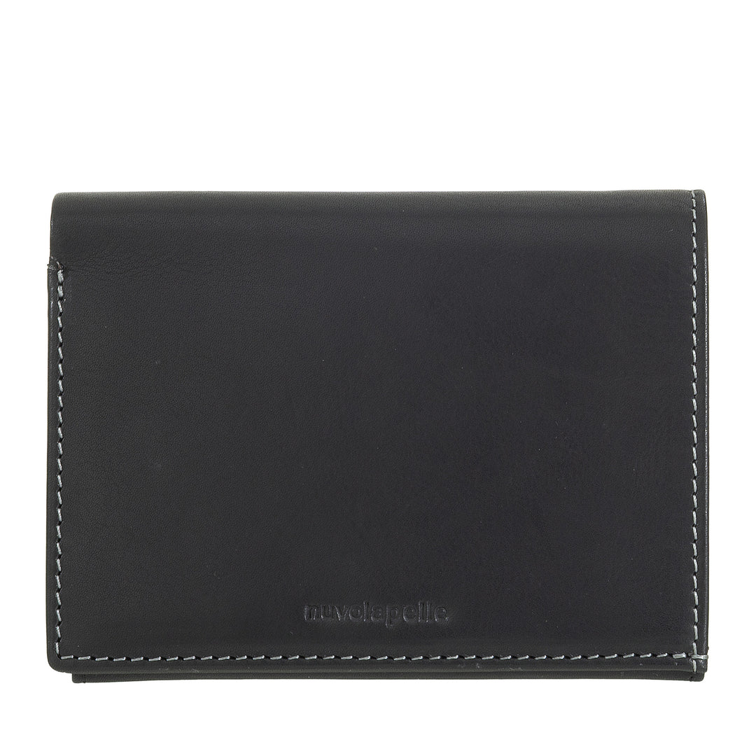 Nuvola leather wallet vertical leather - elegant bifold wallet with door holder, internal tab closure, cards compartments and zip pockets