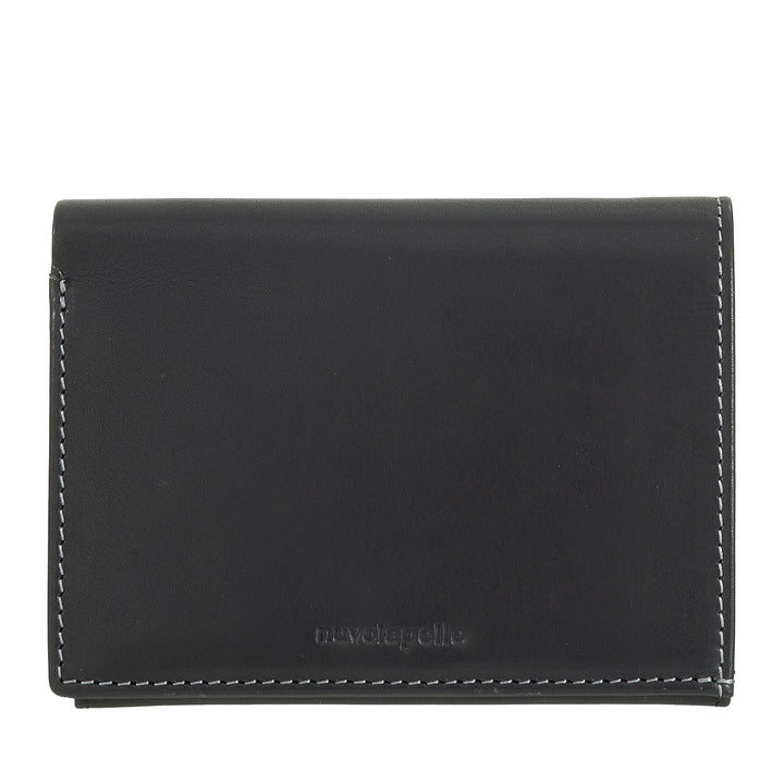 Nuvola leather wallet vertical leather - elegant bifold wallet with door holder, internal tab closure, cards compartments and zip pockets