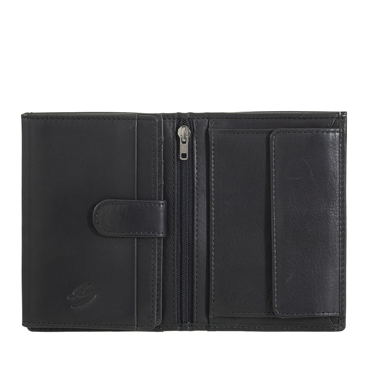 Nuvola leather wallet vertical leather - elegant bifold wallet with door holder, internal tab closure, cards compartments and zip pockets
