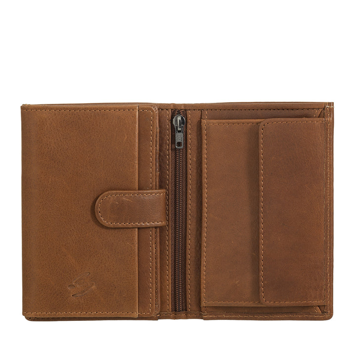 Nuvola leather wallet vertical leather - elegant bifold wallet with door holder, internal tab closure, cards compartments and zip pockets