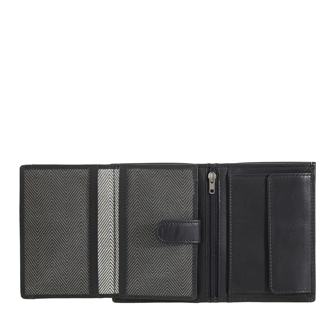 Nuvola leather wallet vertical leather - elegant bifold wallet with door holder, internal tab closure, cards compartments and zip pockets