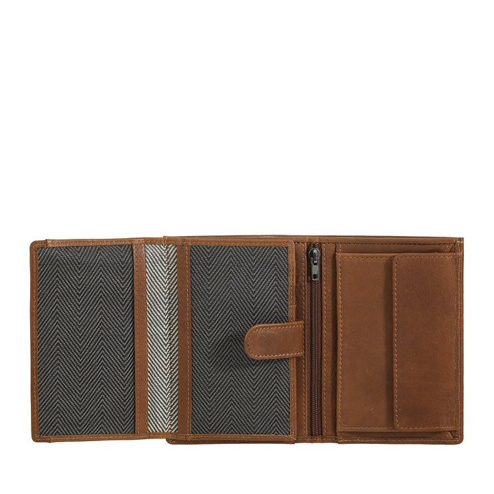 Nuvola leather wallet vertical leather - elegant bifold wallet with door holder, internal tab closure, cards compartments and zip pockets