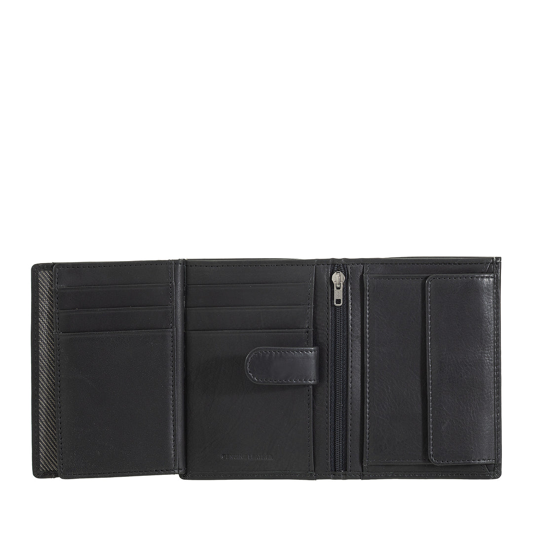 Nuvola leather wallet vertical leather - elegant bifold wallet with door holder, internal tab closure, cards compartments and zip pockets