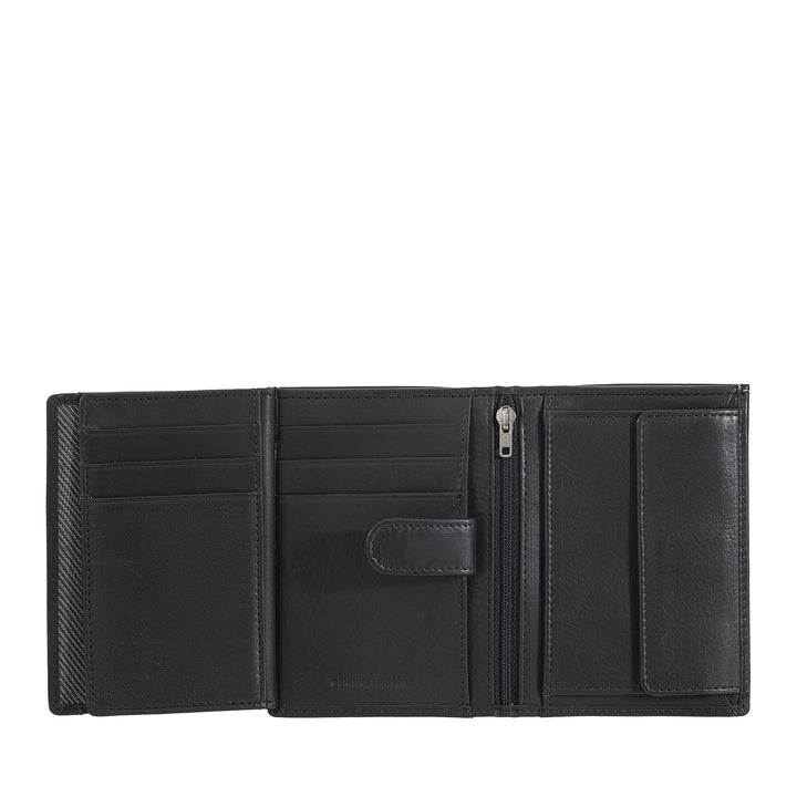Nuvola leather wallet vertical leather - elegant bifold wallet with door holder, internal tab closure, cards compartments and zip pockets