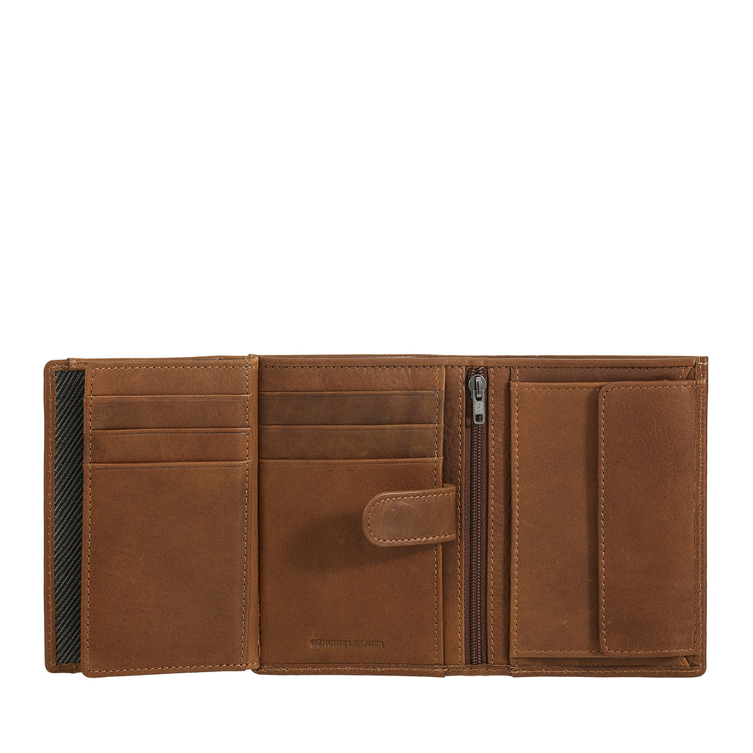 Nuvola leather wallet vertical leather - elegant bifold wallet with door holder, internal tab closure, cards compartments and zip pockets