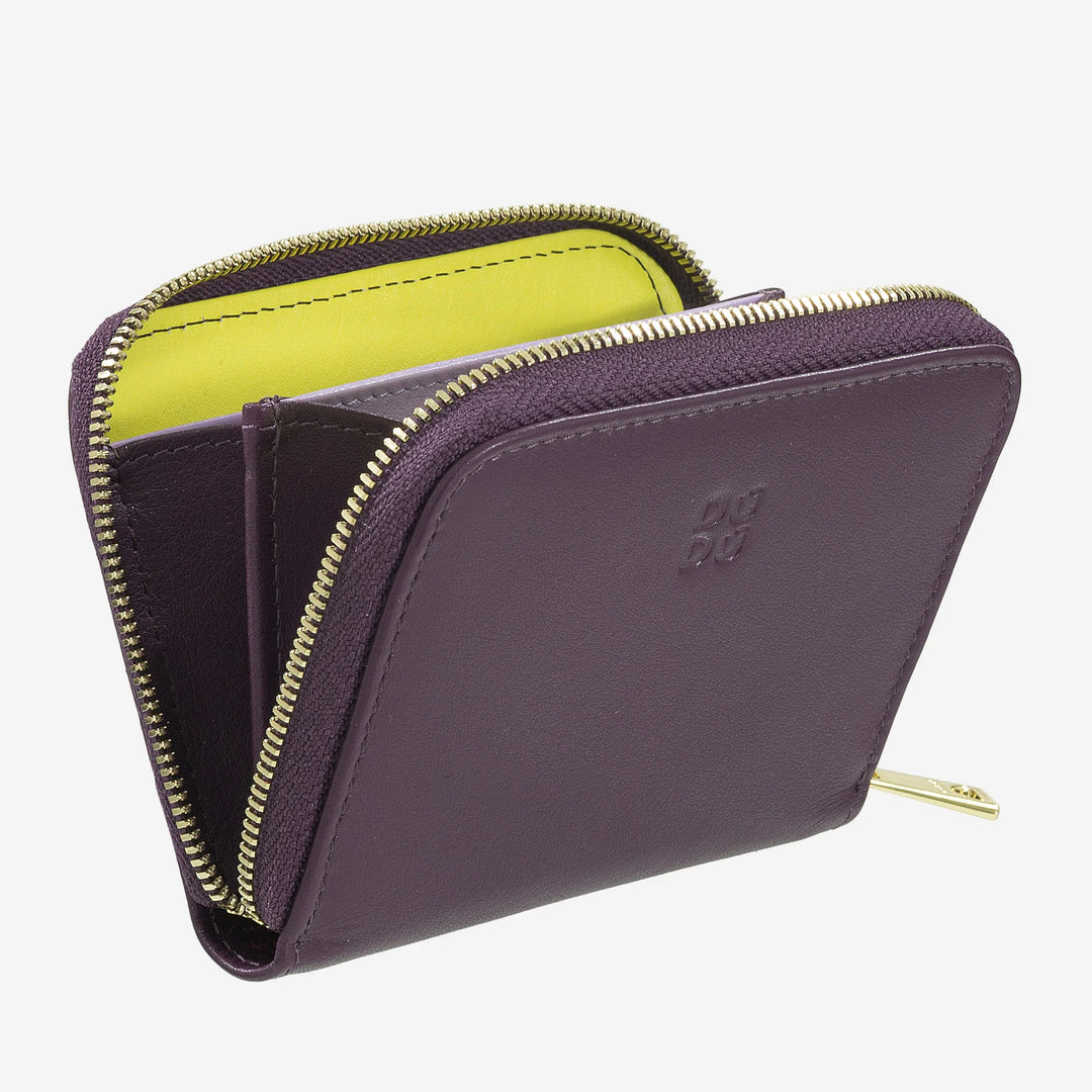 DUDU Monedero de Bolsillo Pequeño para Hombre y Mujer en Piel de Color con Cremallera, Tarjeteros, Cartera Compacta
