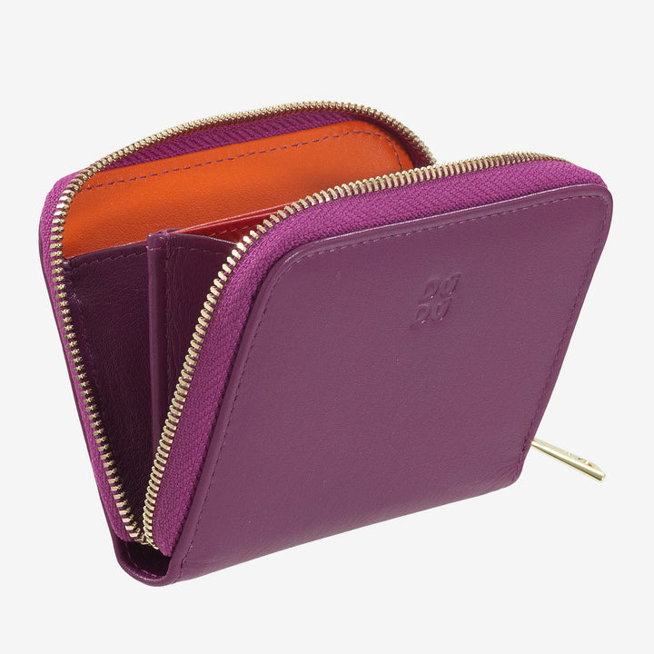 DUDU 남성용 및 여성용 소형 포켓 동전 지갑, 지퍼가 달린 컬러 가죽 소재, 카드 포켓, 컴팩트 지갑