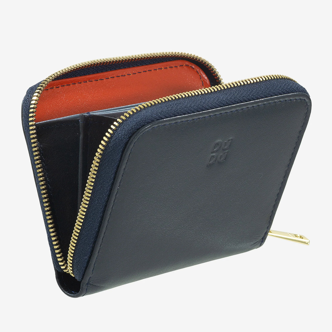 DUDU Monedero de Bolsillo Pequeño para Hombre y Mujer en Piel de Color con Cremallera, Tarjeteros, Cartera Compacta