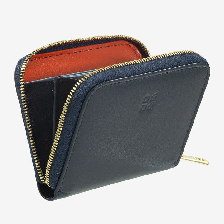 DUDU Monedero de Bolsillo Pequeño para Hombre y Mujer en Piel de Color con Cremallera, Tarjeteros, Cartera Compacta