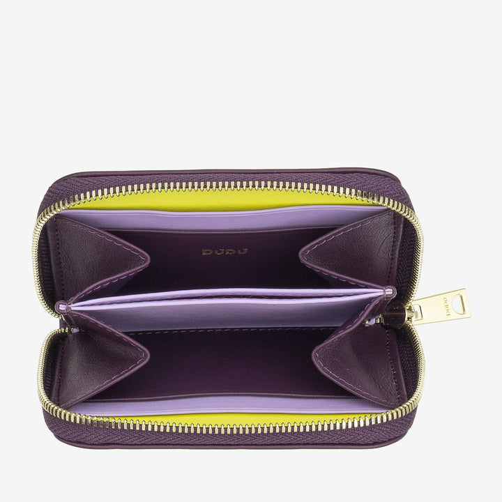 DUDU Monedero de Bolsillo Pequeño para Hombre y Mujer en Piel de Color con Cremallera, Tarjeteros, Cartera Compacta