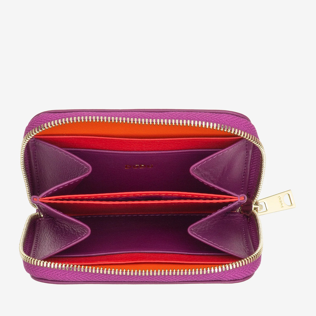 DUDU 남성용 및 여성용 소형 포켓 동전 지갑, 지퍼가 달린 컬러 가죽 소재, 카드 포켓, 컴팩트 지갑