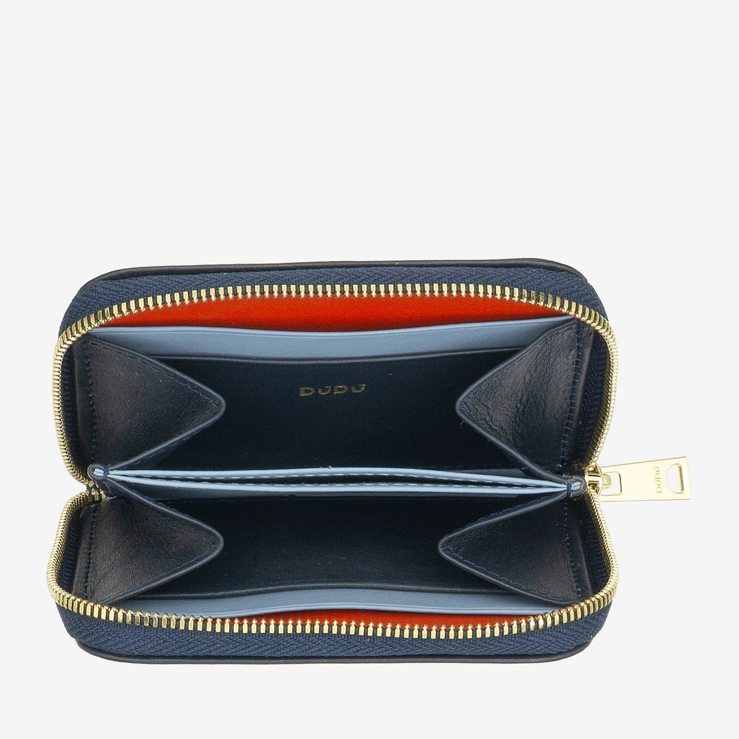 DUDU Monedero de Bolsillo Pequeño para Hombre y Mujer en Piel de Color con Cremallera, Tarjeteros, Cartera Compacta