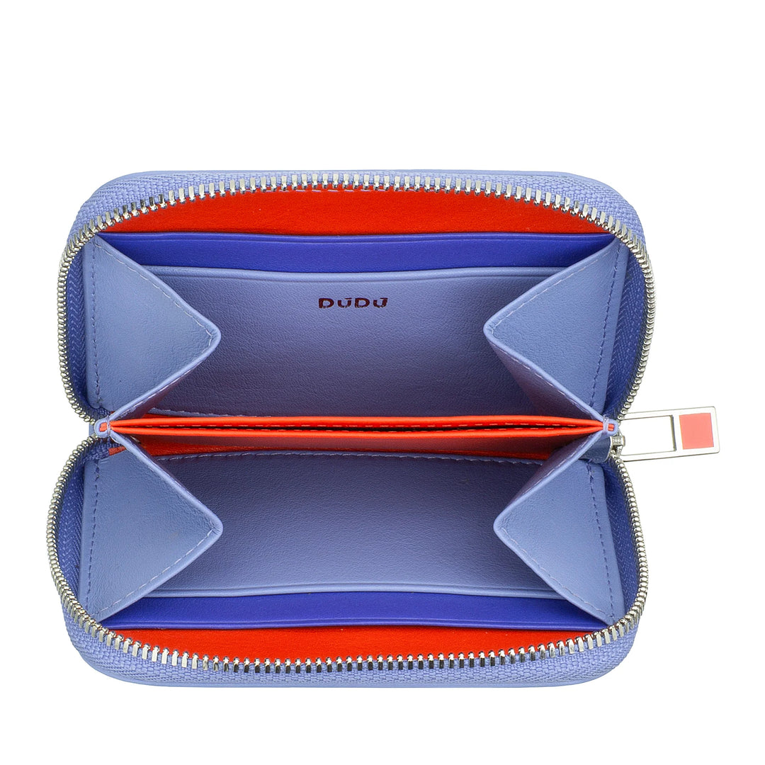 DUDU Monedero de Bolsillo Pequeño para Hombre y Mujer en Piel de Color con Cremallera, Tarjeteros, Cartera Compacta