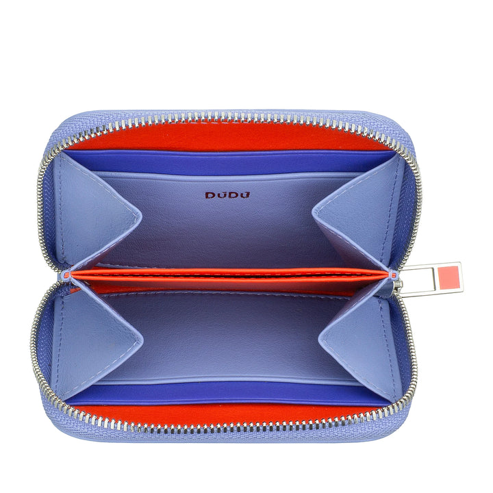 DUDU Monedero de Bolsillo Pequeño para Hombre y Mujer en Piel de Color con Cremallera, Tarjeteros, Cartera Compacta