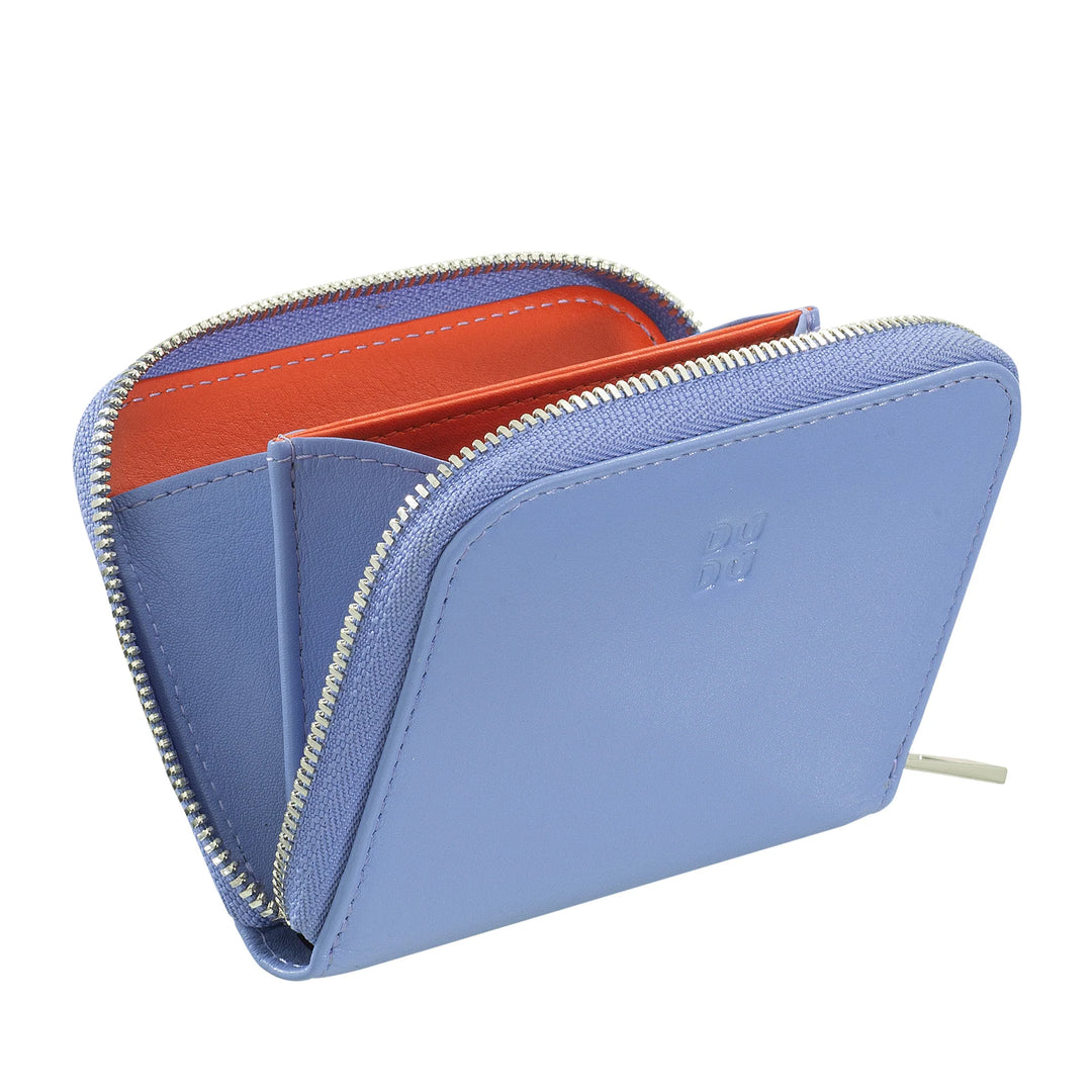 DUDU Monedero de Bolsillo Pequeño para Hombre y Mujer en Piel de Color con Cremallera, Tarjeteros, Cartera Compacta
