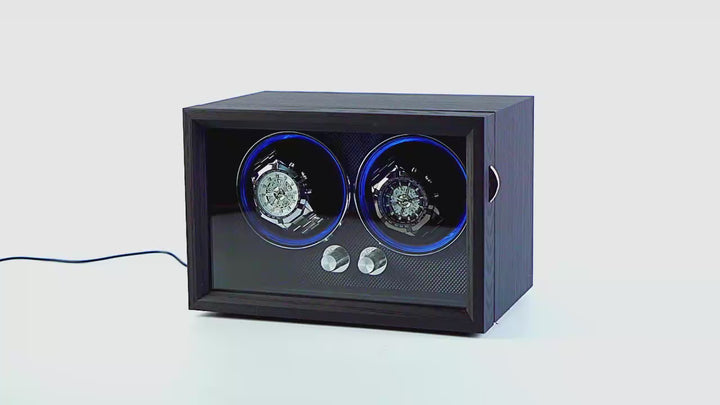 Capodagli box with rotor for 2 watches black xb2