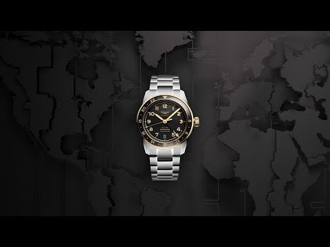 Longines Watch Spirit Zulu Time 39mm 검은 자동 강철 및 Gial Yellow 18kt L3.802.5.53.2