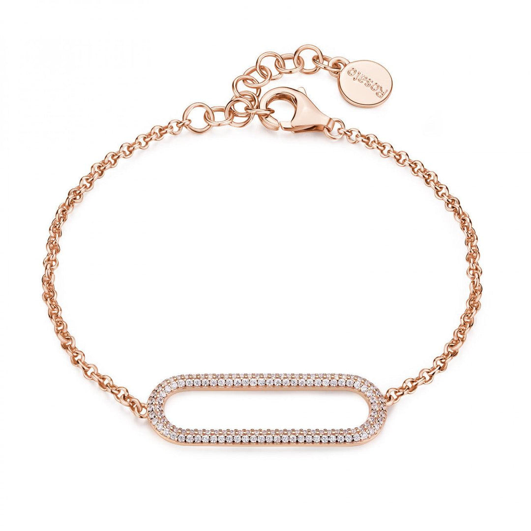 Rosato bracciale Bianca argento 925 finitura PVD oro rosa cubic zirconia RZBI.16 - Capodagli 1937