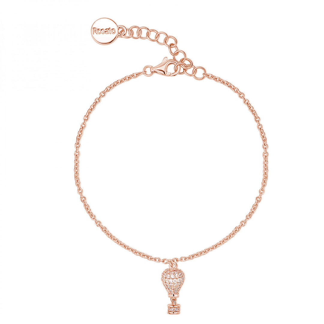 Розовый браслет воздушный шар стерлингового серебра 925 отделка PVD розовое золото кубический цирконий RZAR.16