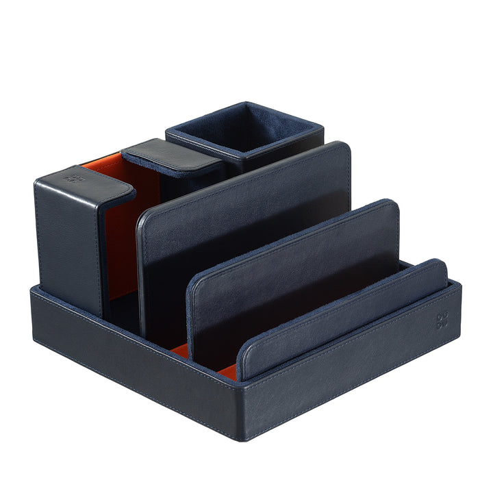 DUDU Set of Leather Desk for Office 4 Pcs With Empattered Penne Rates Road Letters Block Notes