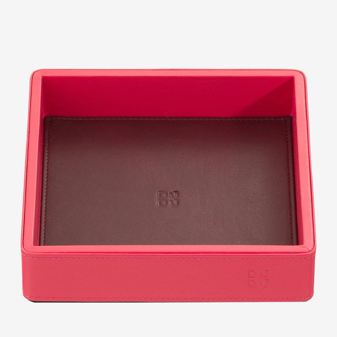 DUDU Entryway Designer Colored Leather Pocket Tray, 14x14cm, with Gift Box