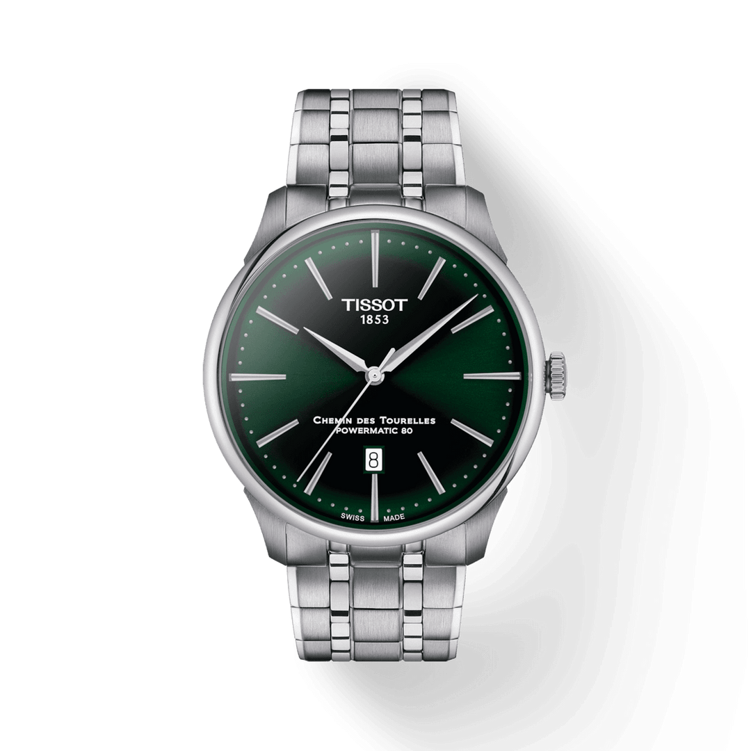 Tissot orologio Chemin Des Tourelles Powermatic 80 42mm verde automatico acciaio T139.407.11.091.00 - Capodagli 1937