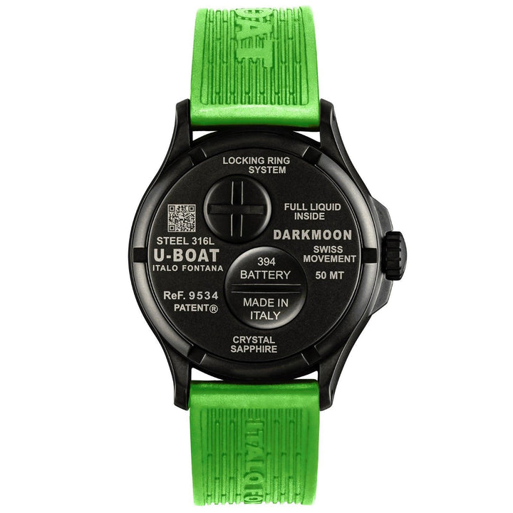 U-BOAT orologio Darkmoon BK Green PVD 44mm nero quarzo acciaio finitura PVD nero 9534/A - Capodagli 1937