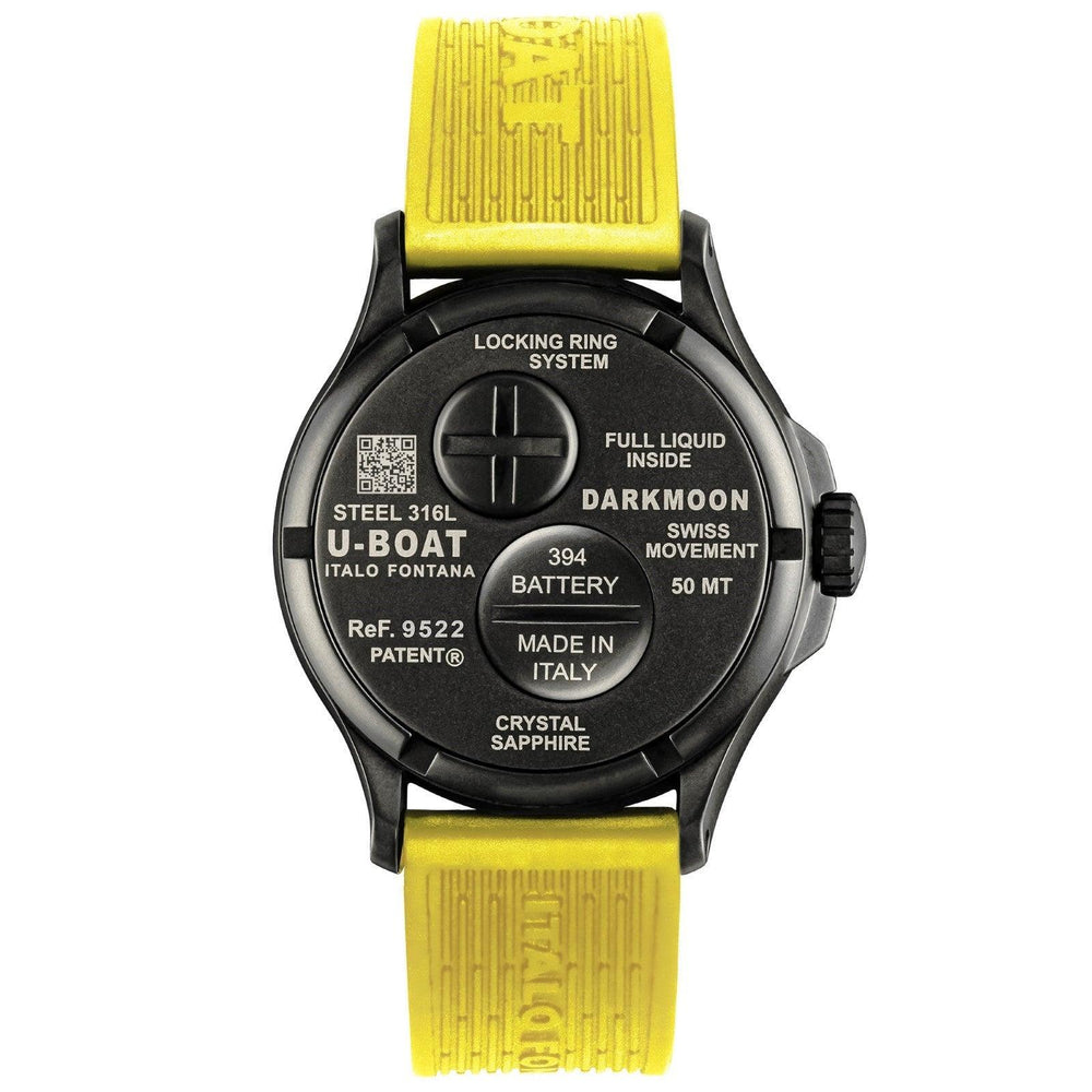 U-BOAT orologio Darkmoon BK Yellow PVD 44mm nero quarzo acciaio finitura PVD nero 9522/A - Capodagli 1937
