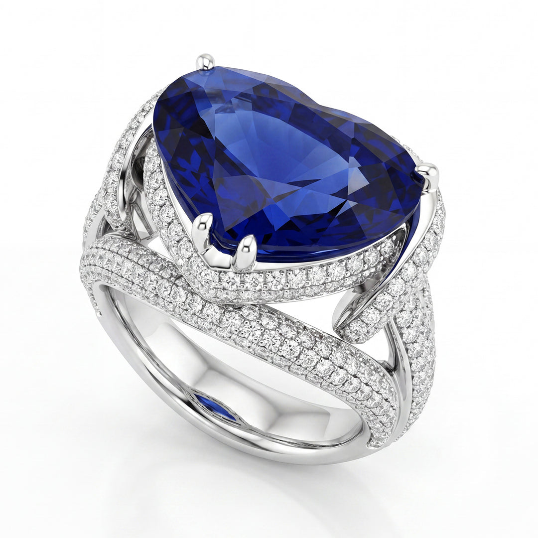 Anillos de diamantes y zafiros de World Diamond Group ACONZAF-14118110008